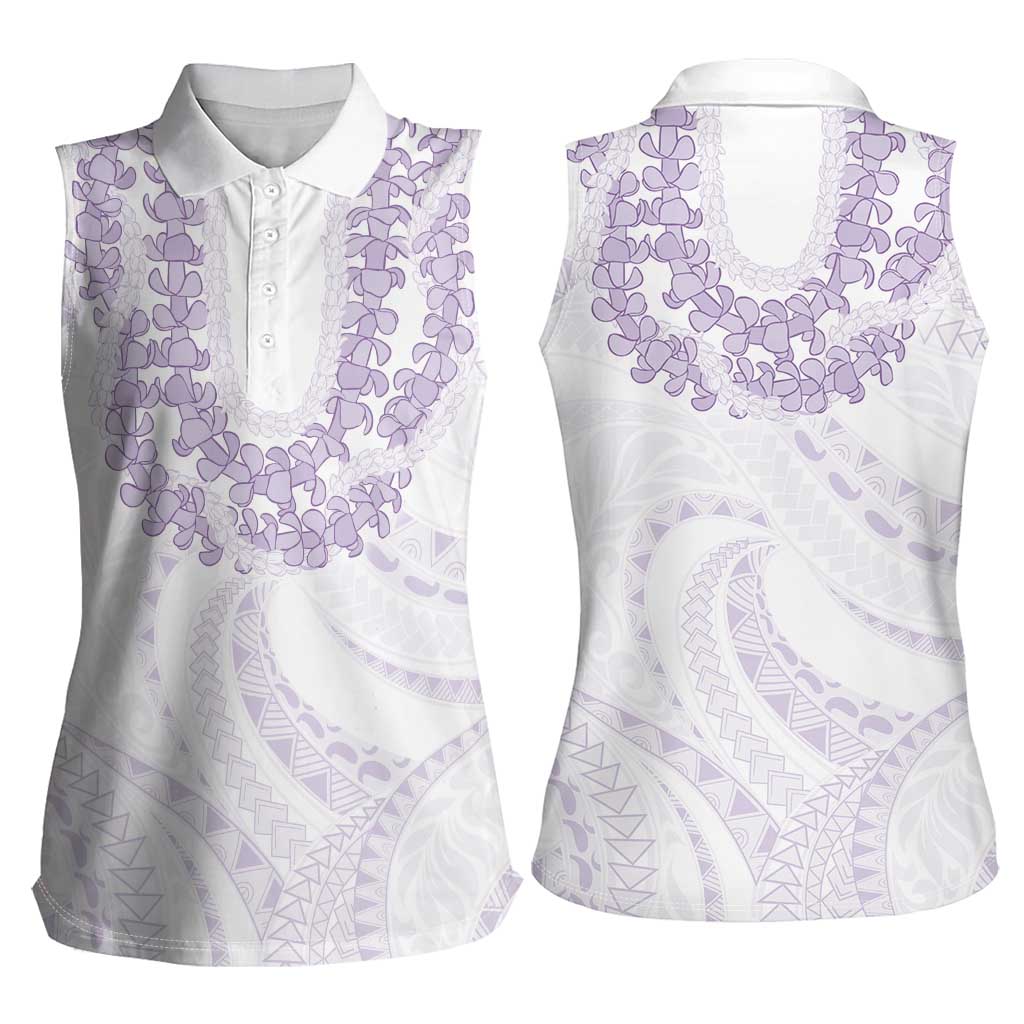 Aloha Lei Onaona Women Sleeveless Polo Shirt Purple Hawaiian Tribal Pattern