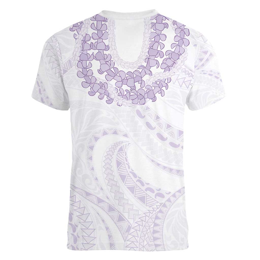 Aloha Lei Onaona Women V-Neck T-Shirt Purple Hawaiian Tribal Pattern