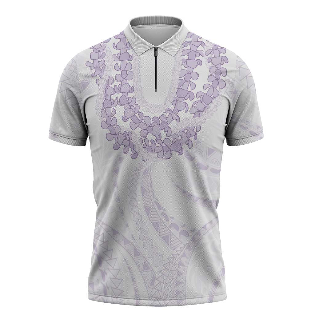 Aloha Lei Onaona Zipper Polo Shirt Purple Hawaiian Tribal Pattern - Polynesian Pride