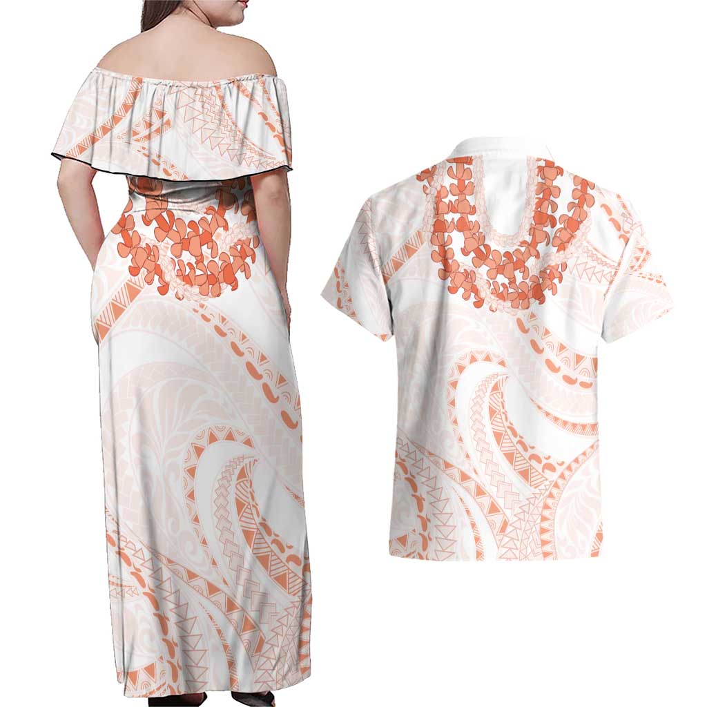 Aloha Lei Onaona Couples Matching Off Shoulder Maxi Dress and Hawaiian Shirt Red Hawaiian Tribal Pattern