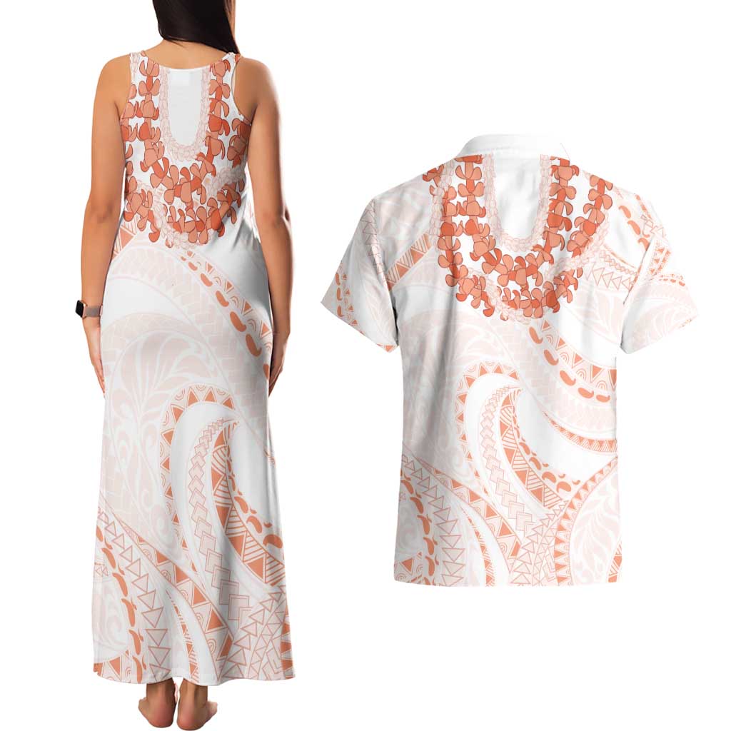 Aloha Lei Onaona Couples Matching Tank Maxi Dress and Hawaiian Shirt Red Hawaiian Tribal Pattern