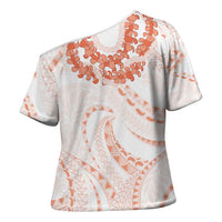 Aloha Lei Onaona Cross Shoulder Shirt Red Hawaiian Tribal Pattern - Polynesian Pride