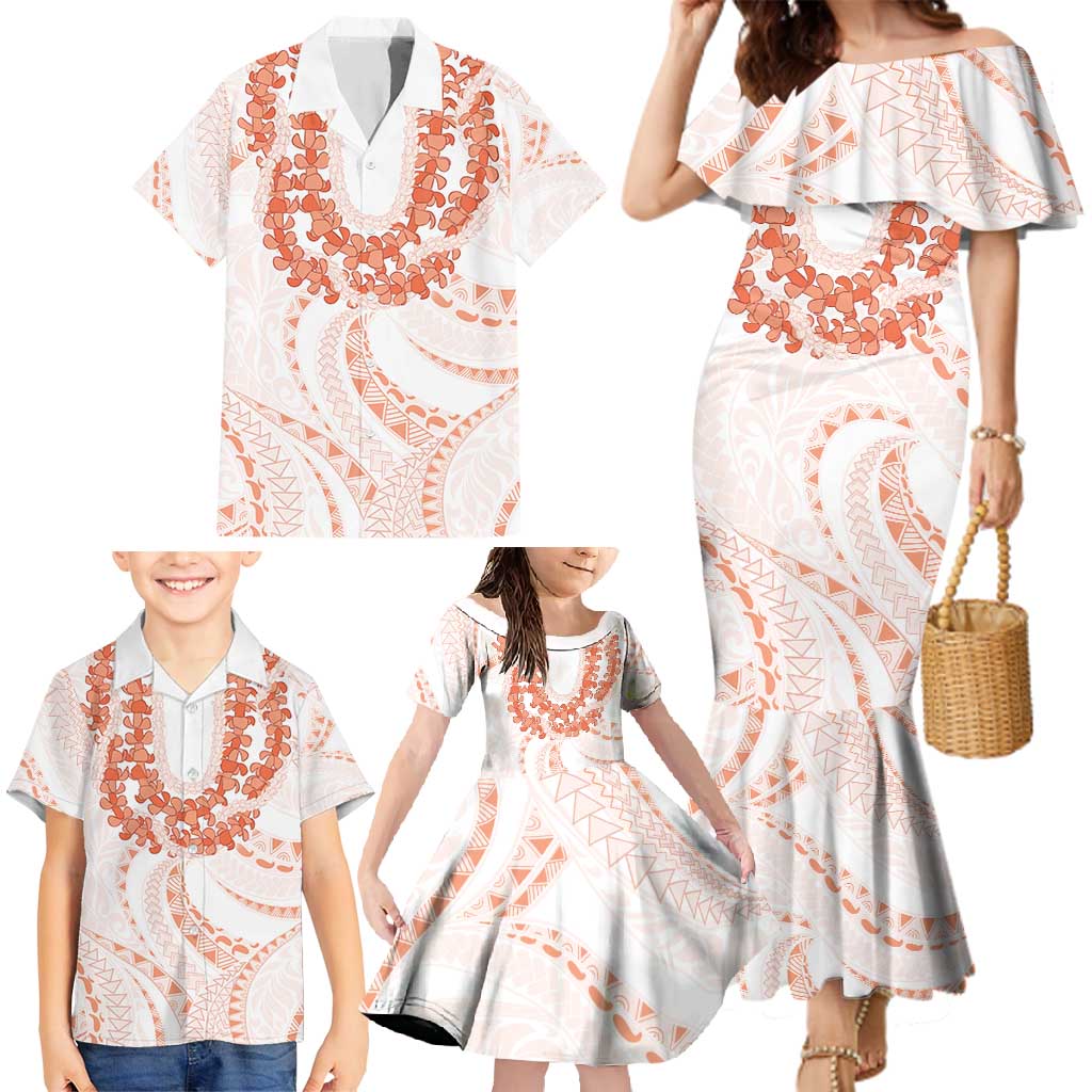 Aloha Lei Onaona Family Matching Mermaid Dress and Hawaiian Shirt Red Hawaiian Tribal Pattern