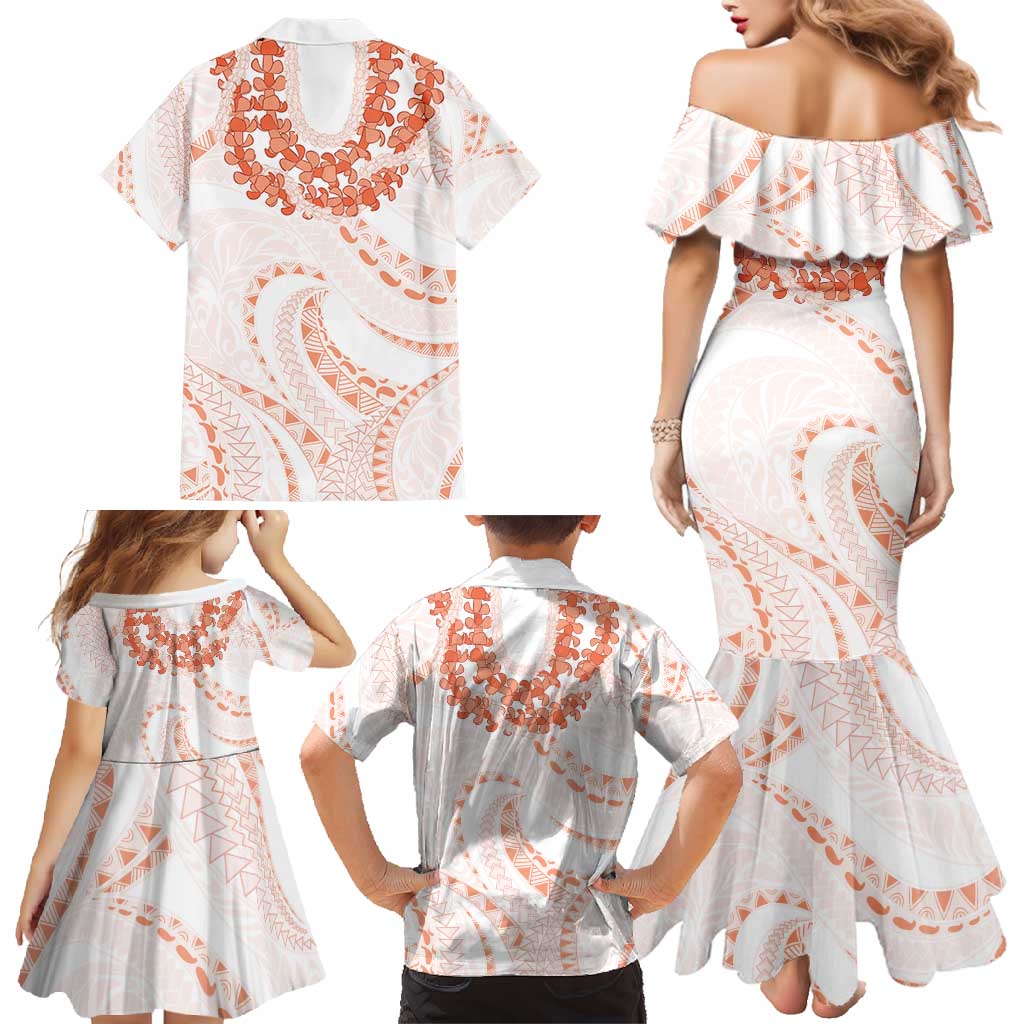Aloha Lei Onaona Family Matching Mermaid Dress and Hawaiian Shirt Red Hawaiian Tribal Pattern