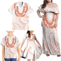 Aloha Lei Onaona Family Matching Off Shoulder Maxi Dress and Hawaiian Shirt Red Hawaiian Tribal Pattern