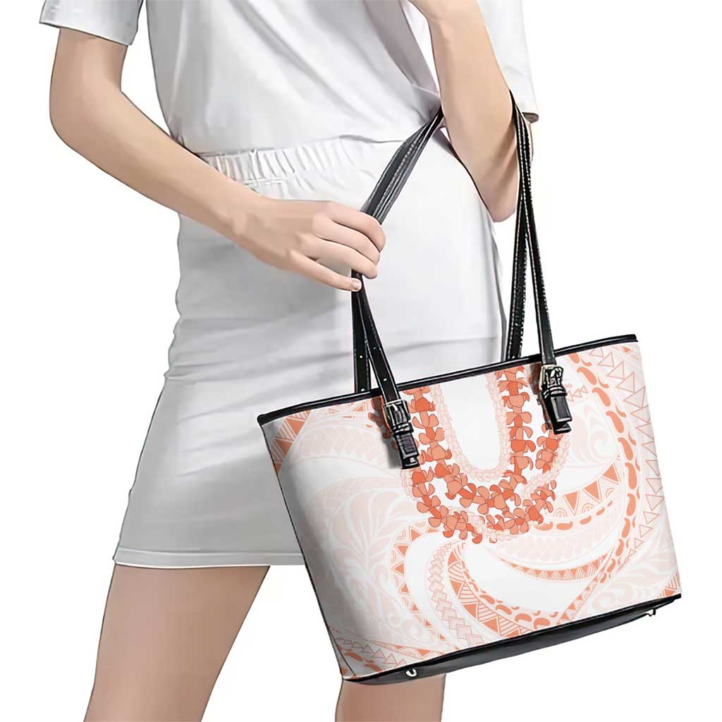 Aloha Lei Onaona Leather Tote Bag Red Hawaiian Tribal Pattern