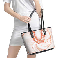 Aloha Lei Onaona Leather Tote Bag Red Hawaiian Tribal Pattern