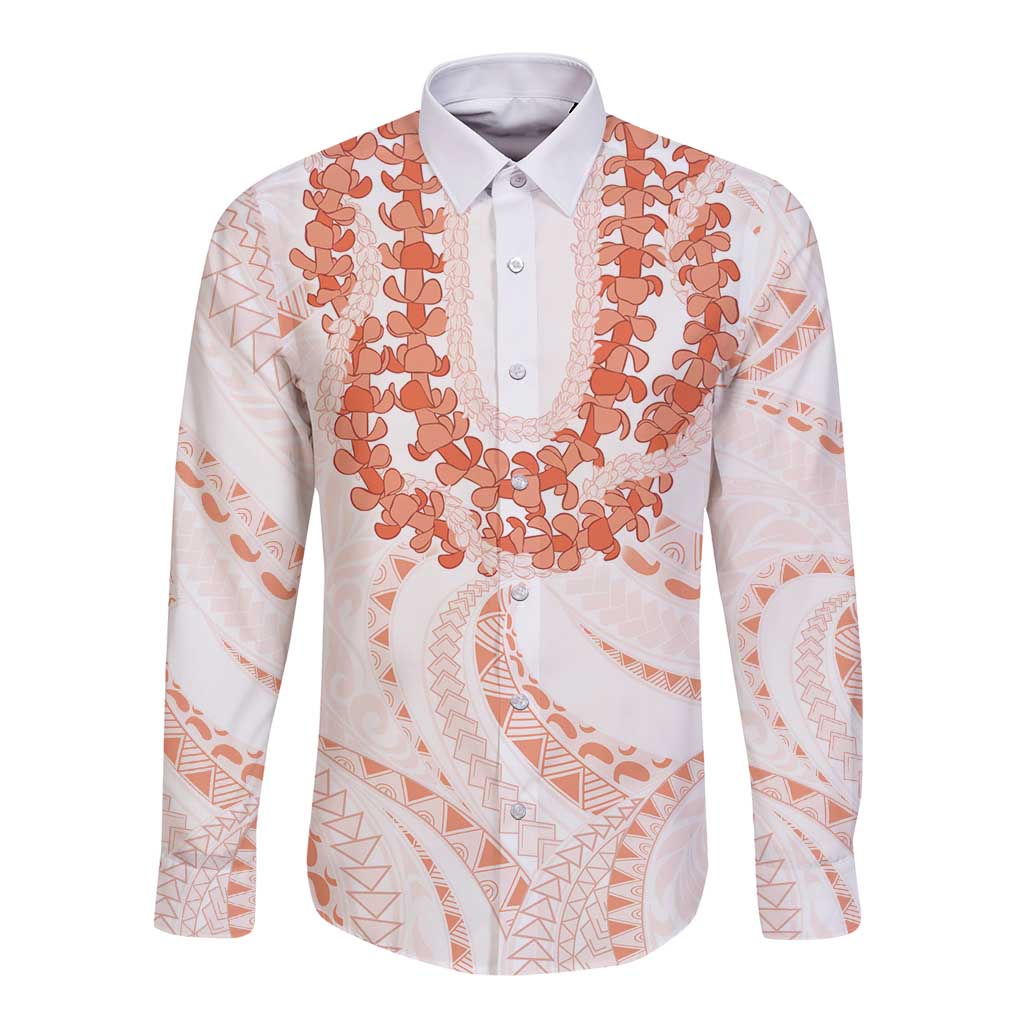 Aloha Lei Onaona Long Sleeve Button Shirt Red Hawaiian Tribal Pattern