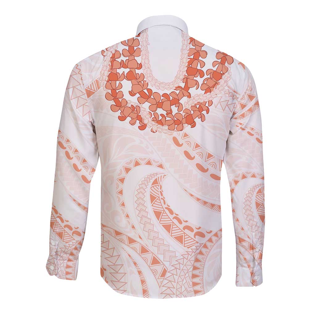 Aloha Lei Onaona Long Sleeve Button Shirt Red Hawaiian Tribal Pattern