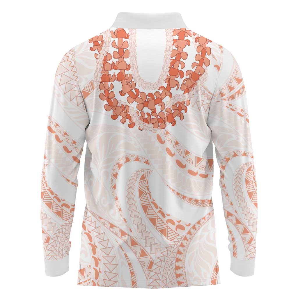 Aloha Lei Onaona Long Sleeve Polo Shirt Red Hawaiian Tribal Pattern