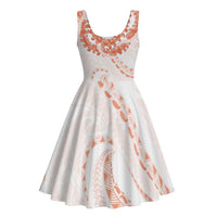 Aloha Lei Onaona Midi Dress Red Hawaiian Tribal Pattern - Polynesian Pride