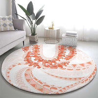 Aloha Lei Onaona Round Carpet Red Hawaiian Tribal Pattern