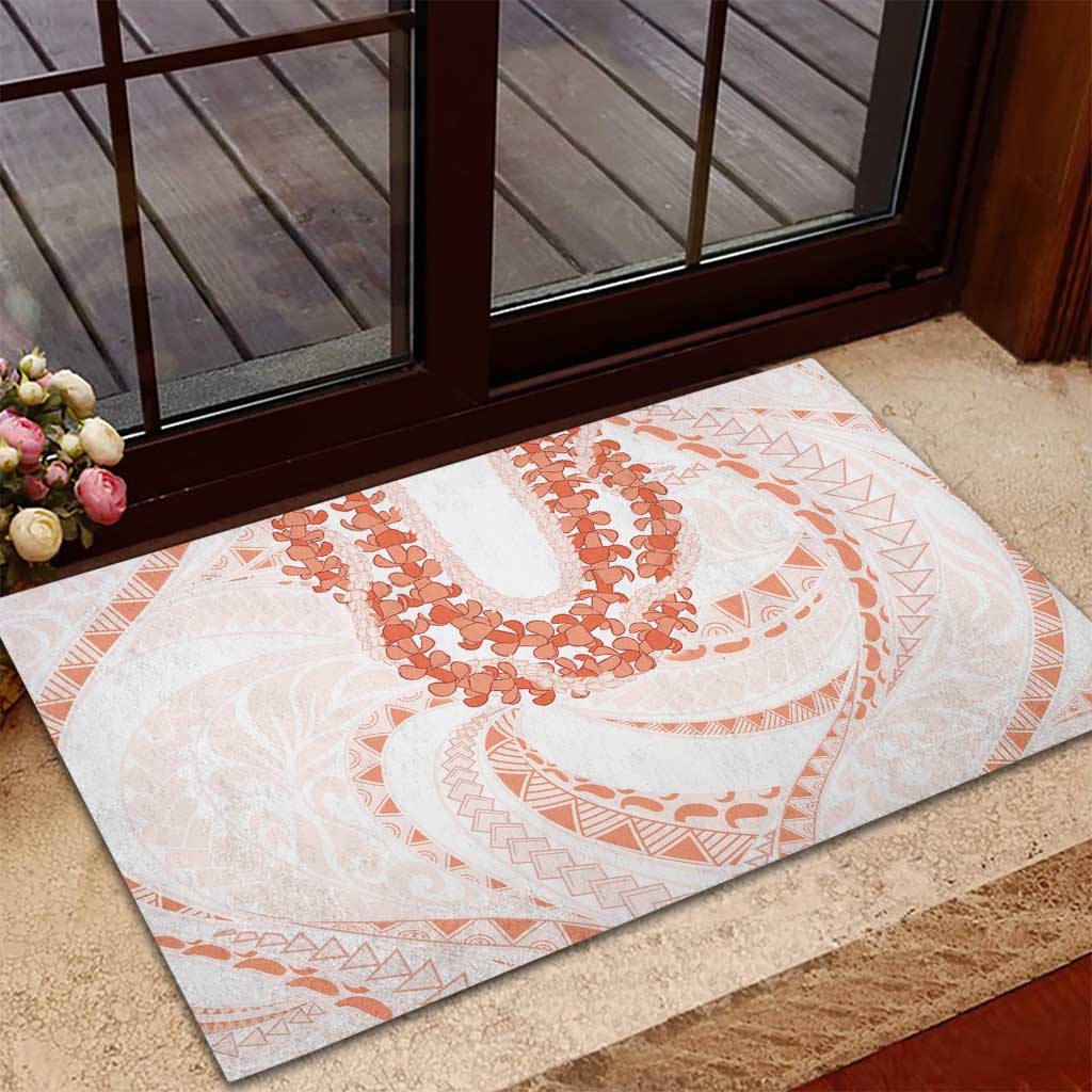 Aloha Lei Onaona Rubber Doormat Red Hawaiian Tribal Pattern