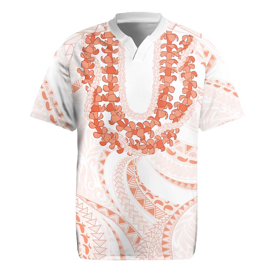 Aloha Lei Onaona Rugby Jersey Red Hawaiian Tribal Pattern