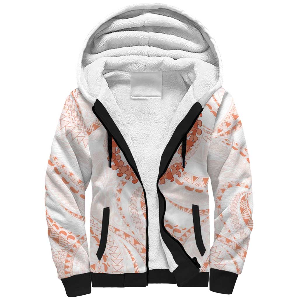 Aloha Lei Onaona Sherpa Hoodie Red Hawaiian Tribal Pattern