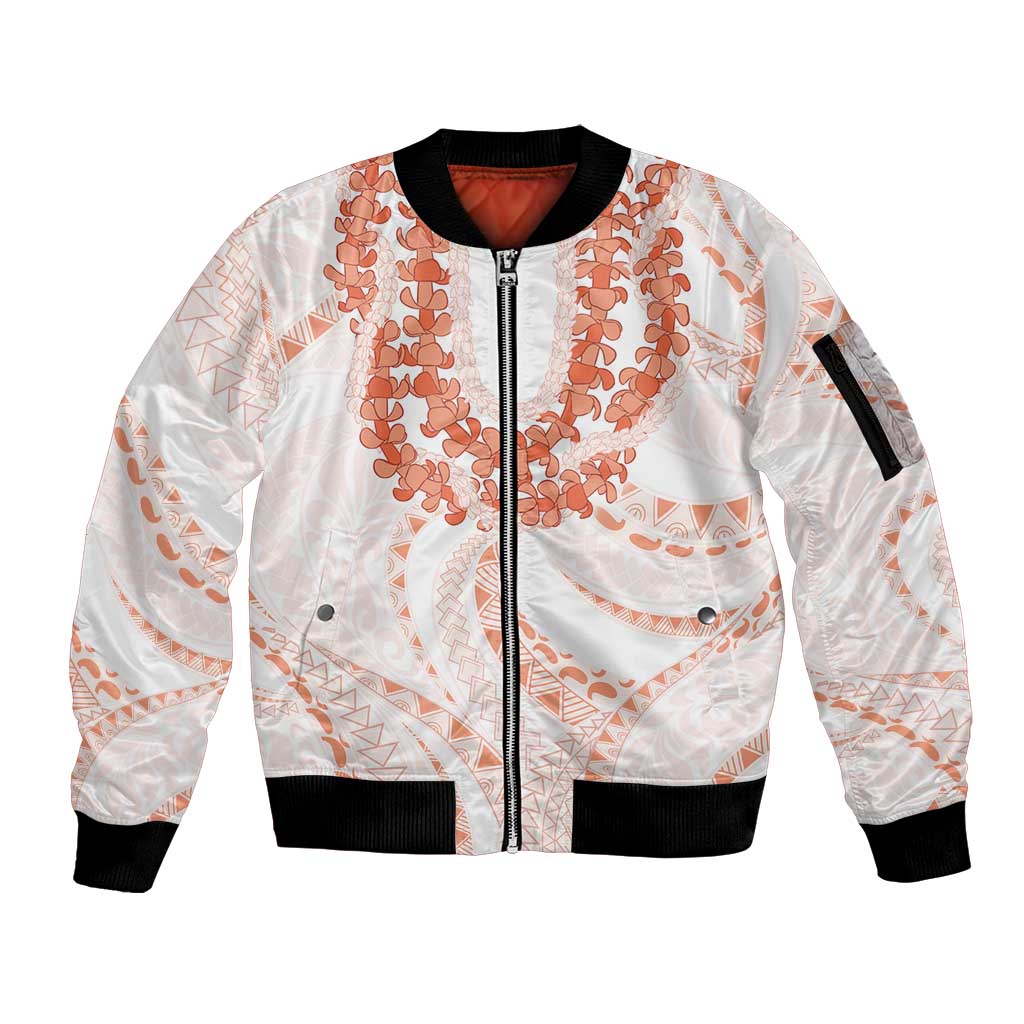 Aloha Lei Onaona Sleeve Zip Bomber Jacket Red Hawaiian Tribal Pattern
