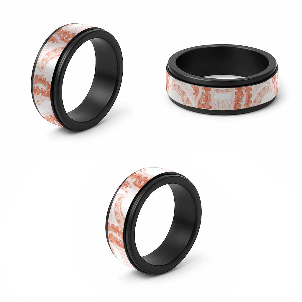 Aloha Lei Onaona Spinner Ring Red Hawaiian Tribal Pattern - Polynesian Pride