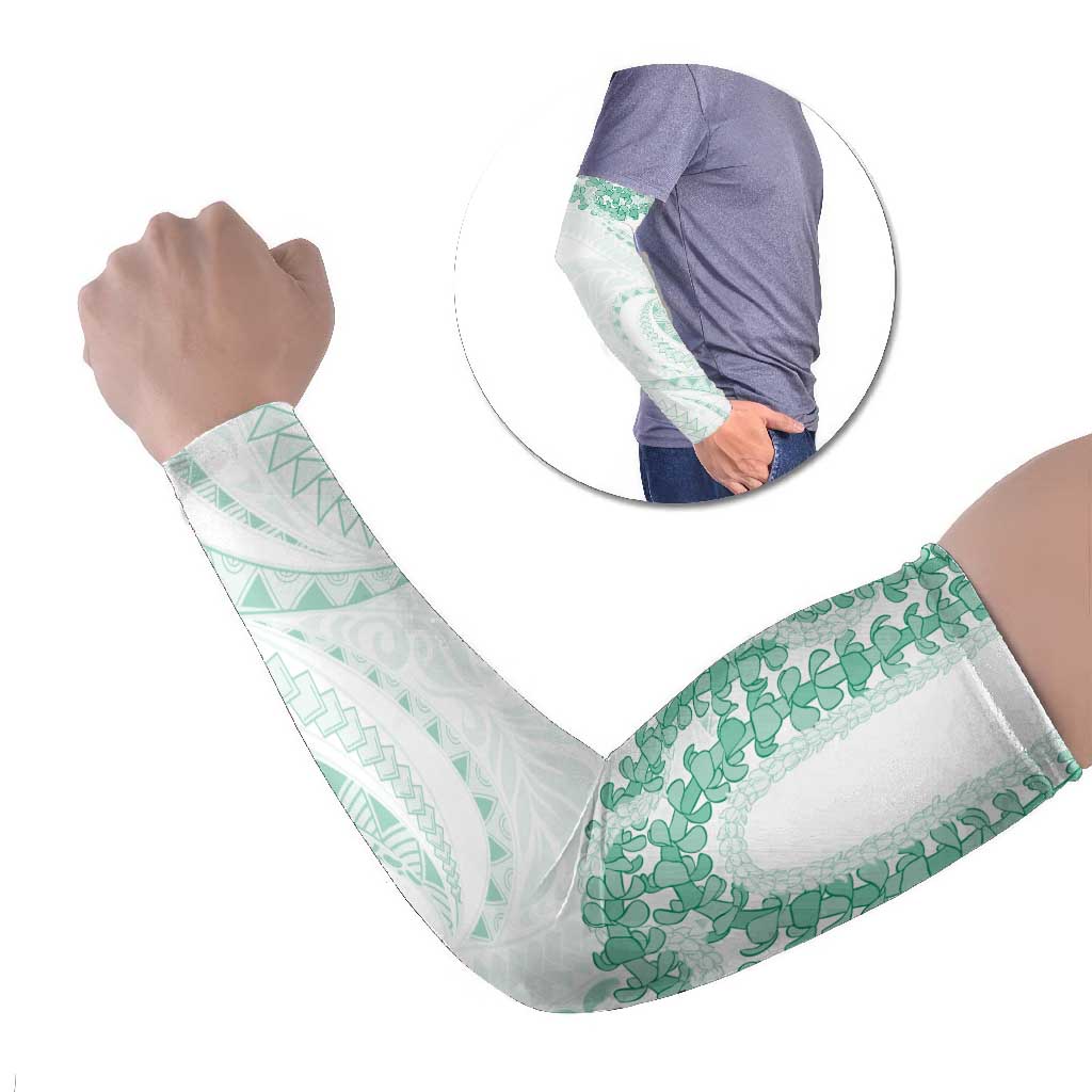 Aloha Lei Onaona Arm Sleeves Sage Green Hawaiian Tribal Pattern - Polynesian Pride