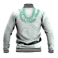 Aloha Lei Onaona Baseball Jacket Sage Green Hawaiian Tribal Pattern