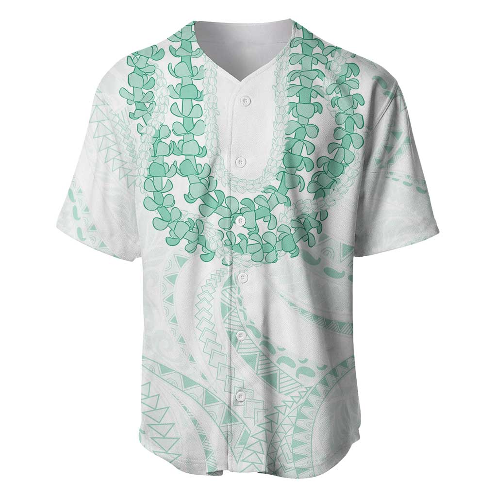 Aloha Lei Onaona Baseball Jersey Sage Green Hawaiian Tribal Pattern