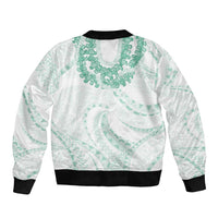 Aloha Lei Onaona Bomber Jacket Sage Green Hawaiian Tribal Pattern