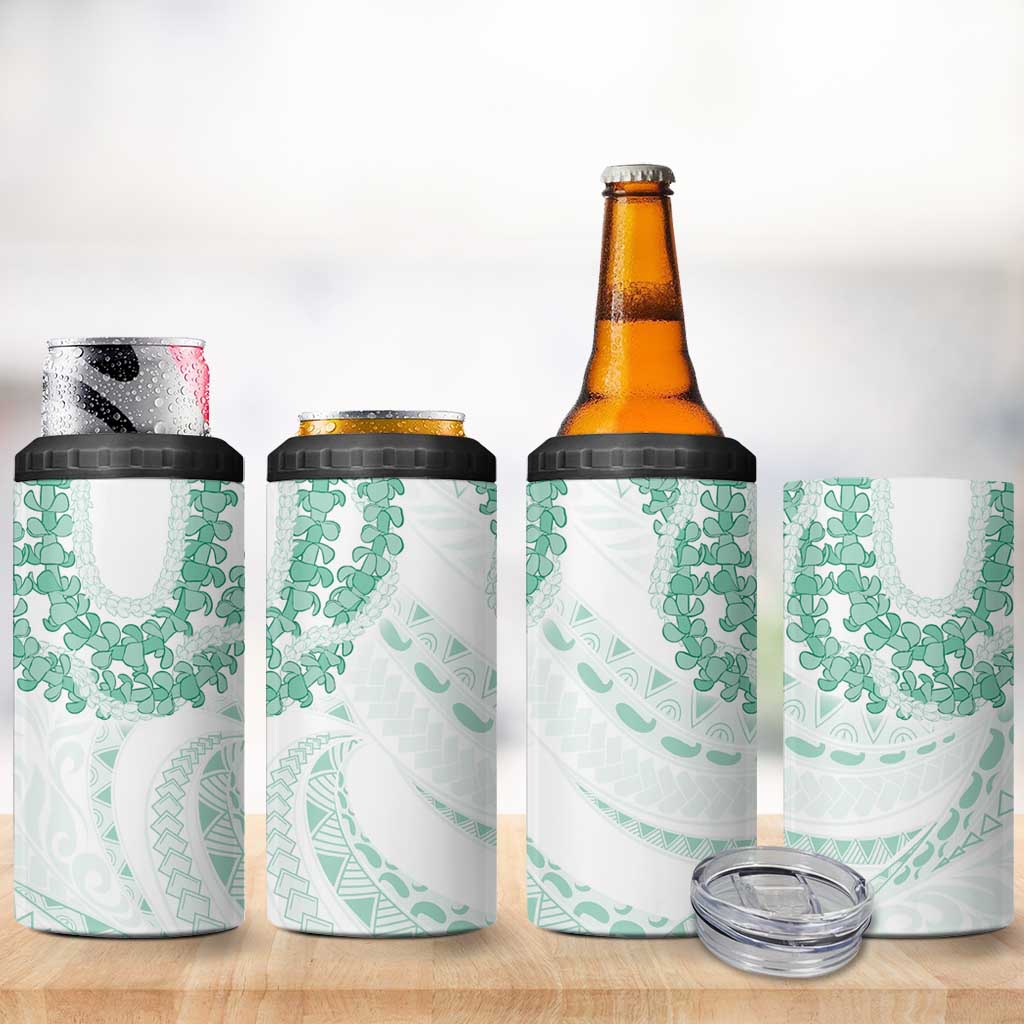 Aloha Lei Onaona 4 in 1 Can Cooler Tumbler Sage Green Hawaiian Tribal Pattern