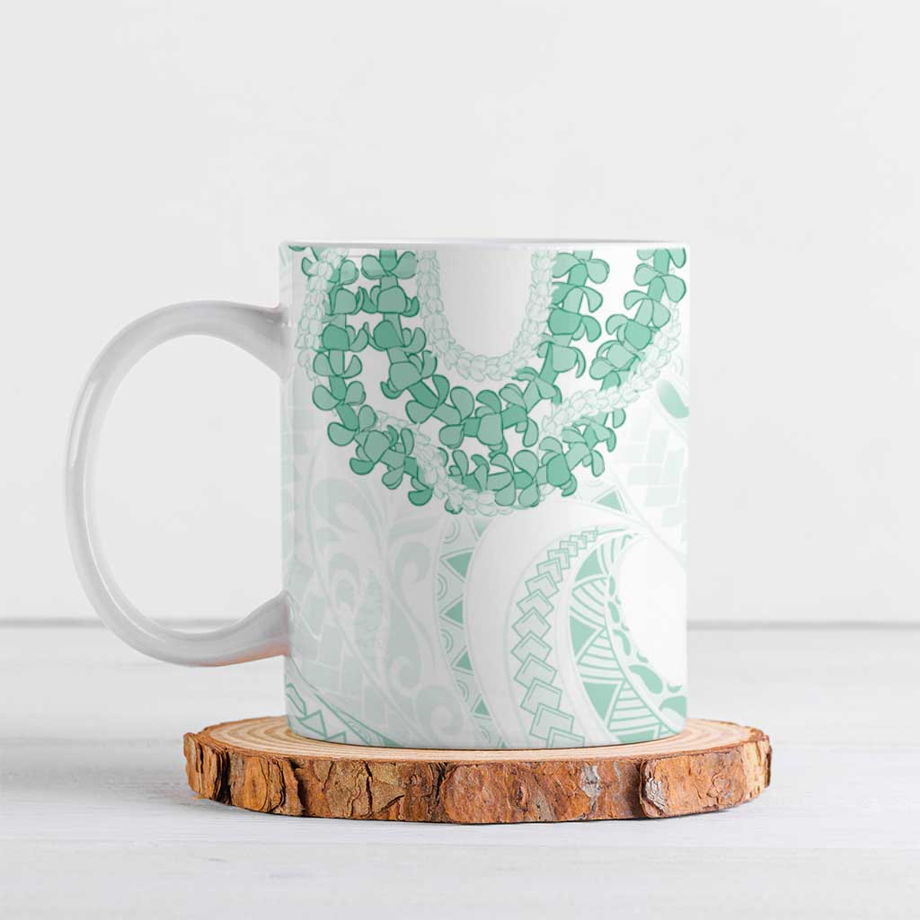 Aloha Lei Onaona Ceramic Mug Sage Green Hawaiian Tribal Pattern - Polynesian Pride