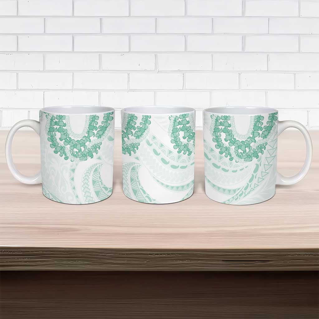 Aloha Lei Onaona Ceramic Mug Sage Green Hawaiian Tribal Pattern - Polynesian Pride
