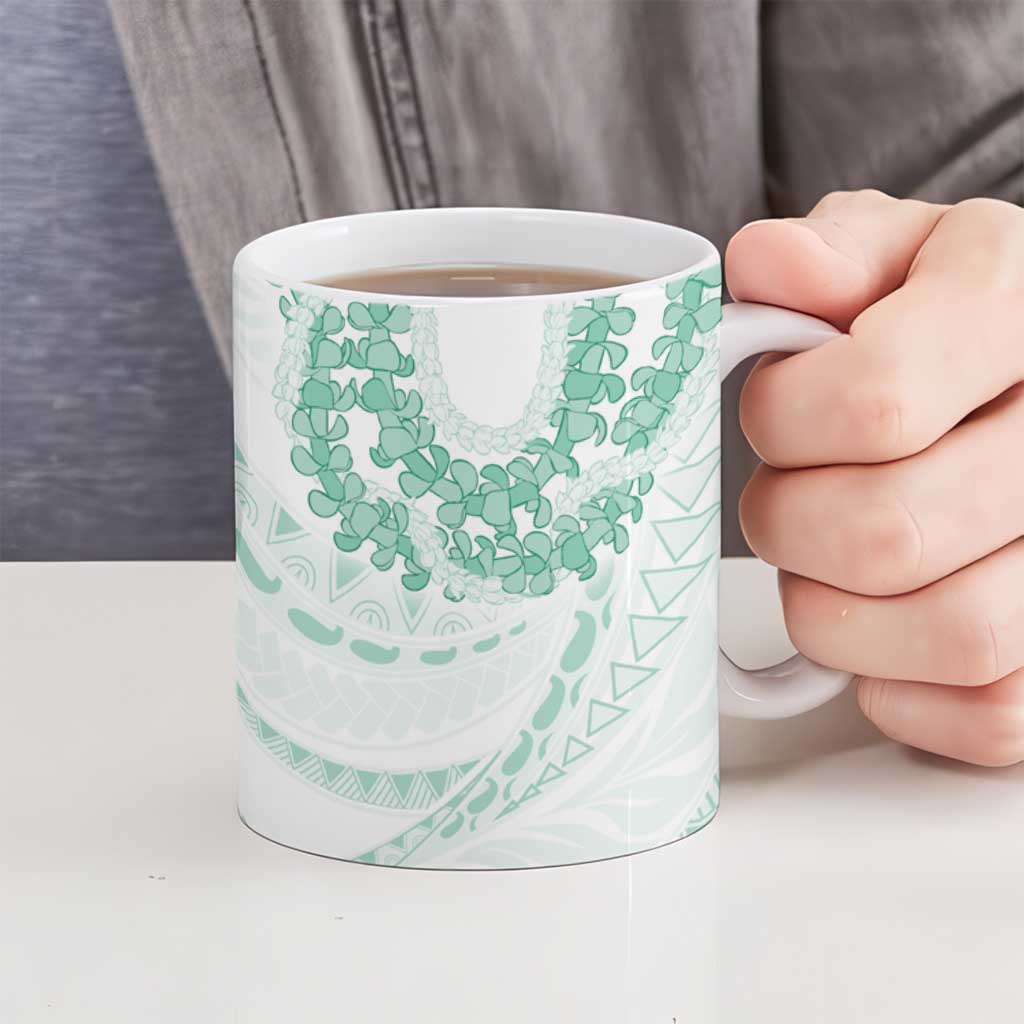 Aloha Lei Onaona Ceramic Mug Sage Green Hawaiian Tribal Pattern - Polynesian Pride
