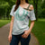 Aloha Lei Onaona Cross Shoulder Shirt Sage Green Hawaiian Tribal Pattern - Polynesian Pride