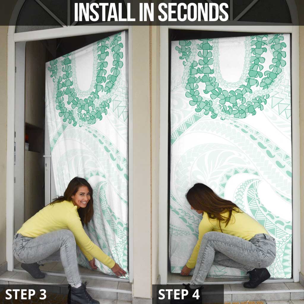 Aloha Lei Onaona Door Cover Sage Green Hawaiian Tribal Pattern - Polynesian Pride