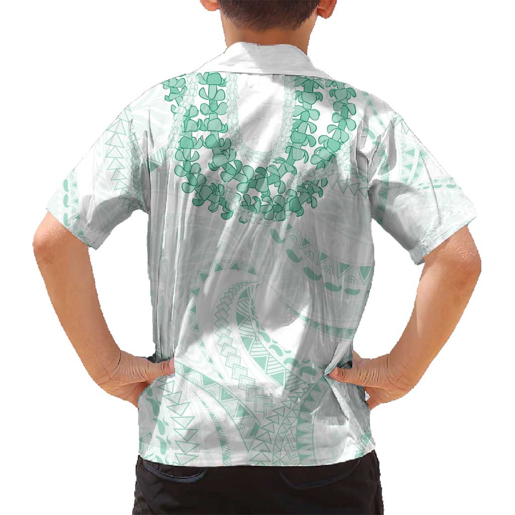 Aloha Lei Onaona Family Matching Off Shoulder Short Dress and Hawaiian Shirt Sage Green Hawaiian Tribal Pattern