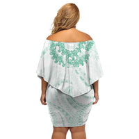 Aloha Lei Onaona Family Matching Off Shoulder Short Dress and Hawaiian Shirt Sage Green Hawaiian Tribal Pattern