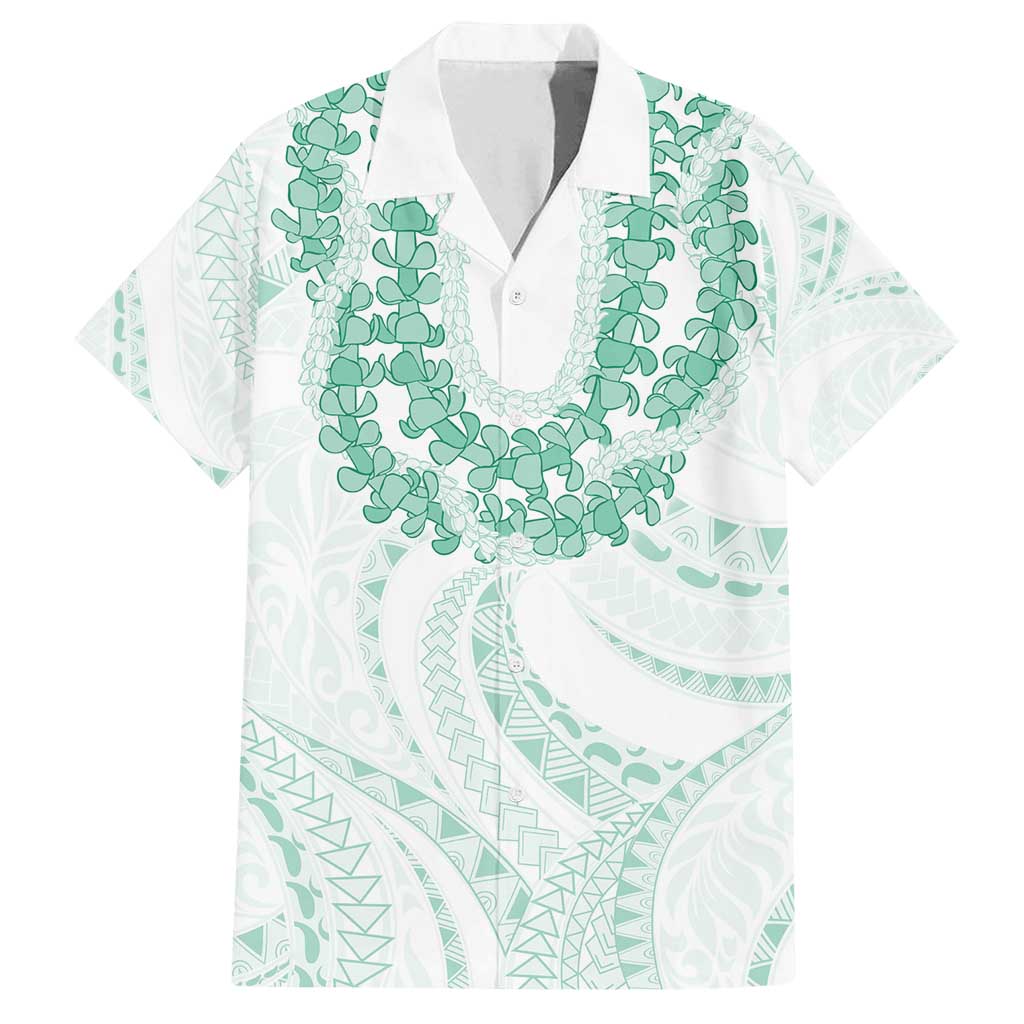Aloha Lei Onaona Family Matching Puletasi and Hawaiian Shirt Sage Green Hawaiian Tribal Pattern
