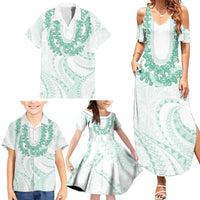 Aloha Lei Onaona Family Matching Summer Maxi Dress and Hawaiian Shirt Sage Green Hawaiian Tribal Pattern