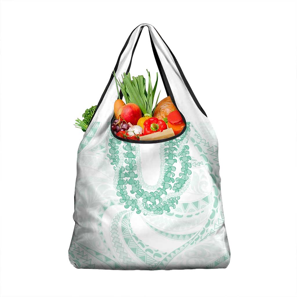 Aloha Lei Onaona Grocery Bag Sage Green Hawaiian Tribal Pattern
