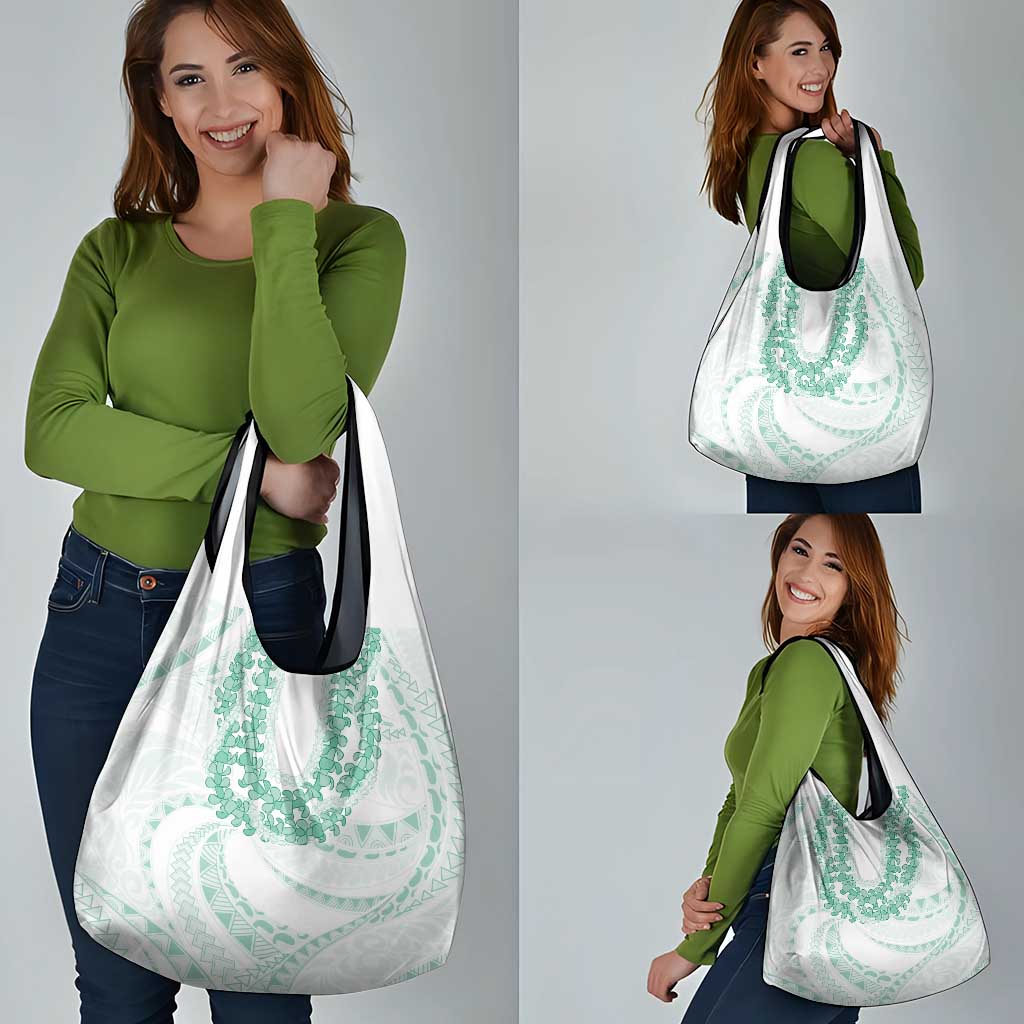 Aloha Lei Onaona Grocery Bag Sage Green Hawaiian Tribal Pattern