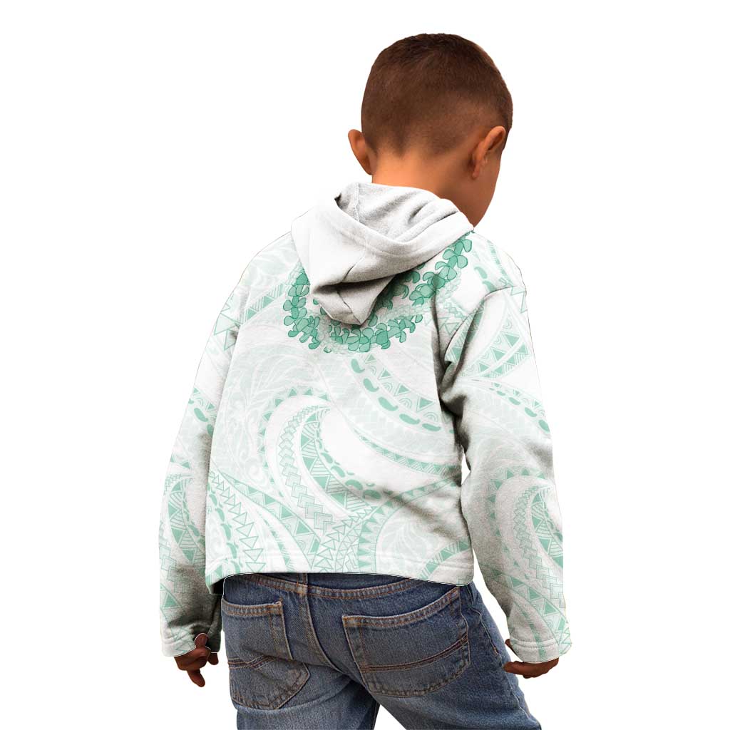 Aloha Lei Onaona Kid Hoodie Sage Green Hawaiian Tribal Pattern