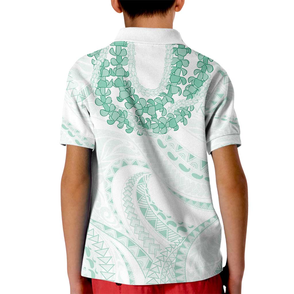 Aloha Lei Onaona Kid Polo Shirt Sage Green Hawaiian Tribal Pattern