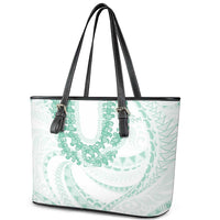 Aloha Lei Onaona Leather Tote Bag Sage Green Hawaiian Tribal Pattern