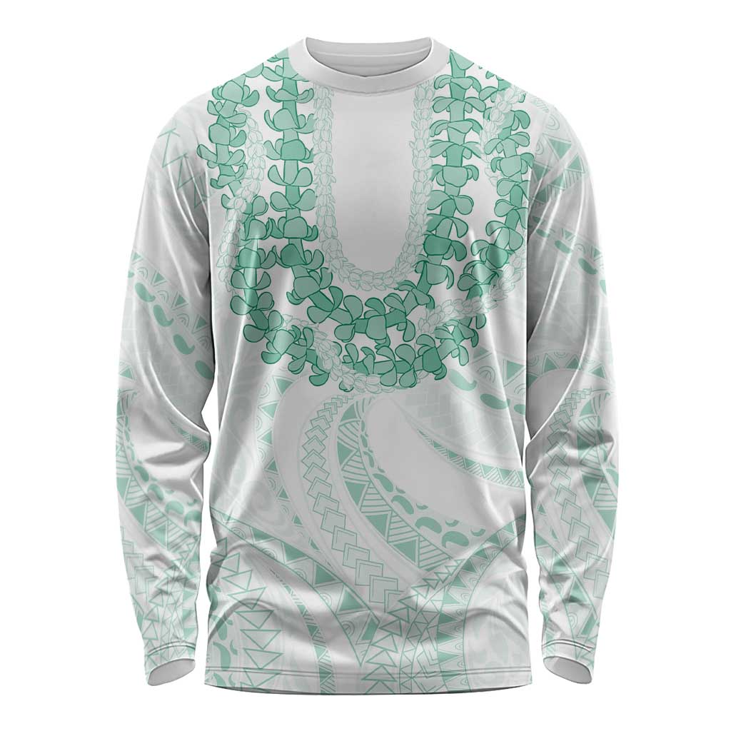 Aloha Lei Onaona Long Sleeve Shirt Sage Green Hawaiian Tribal Pattern