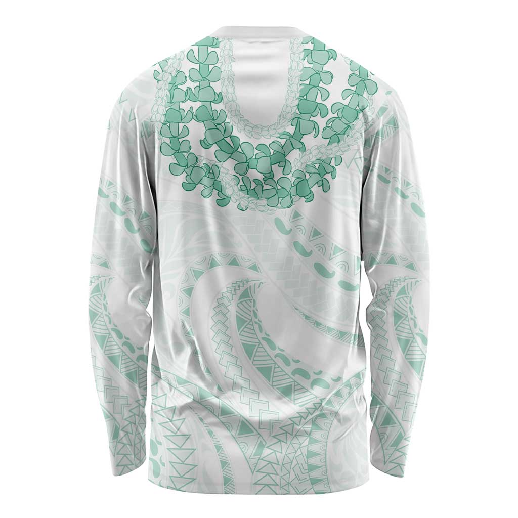 Aloha Lei Onaona Long Sleeve Shirt Sage Green Hawaiian Tribal Pattern