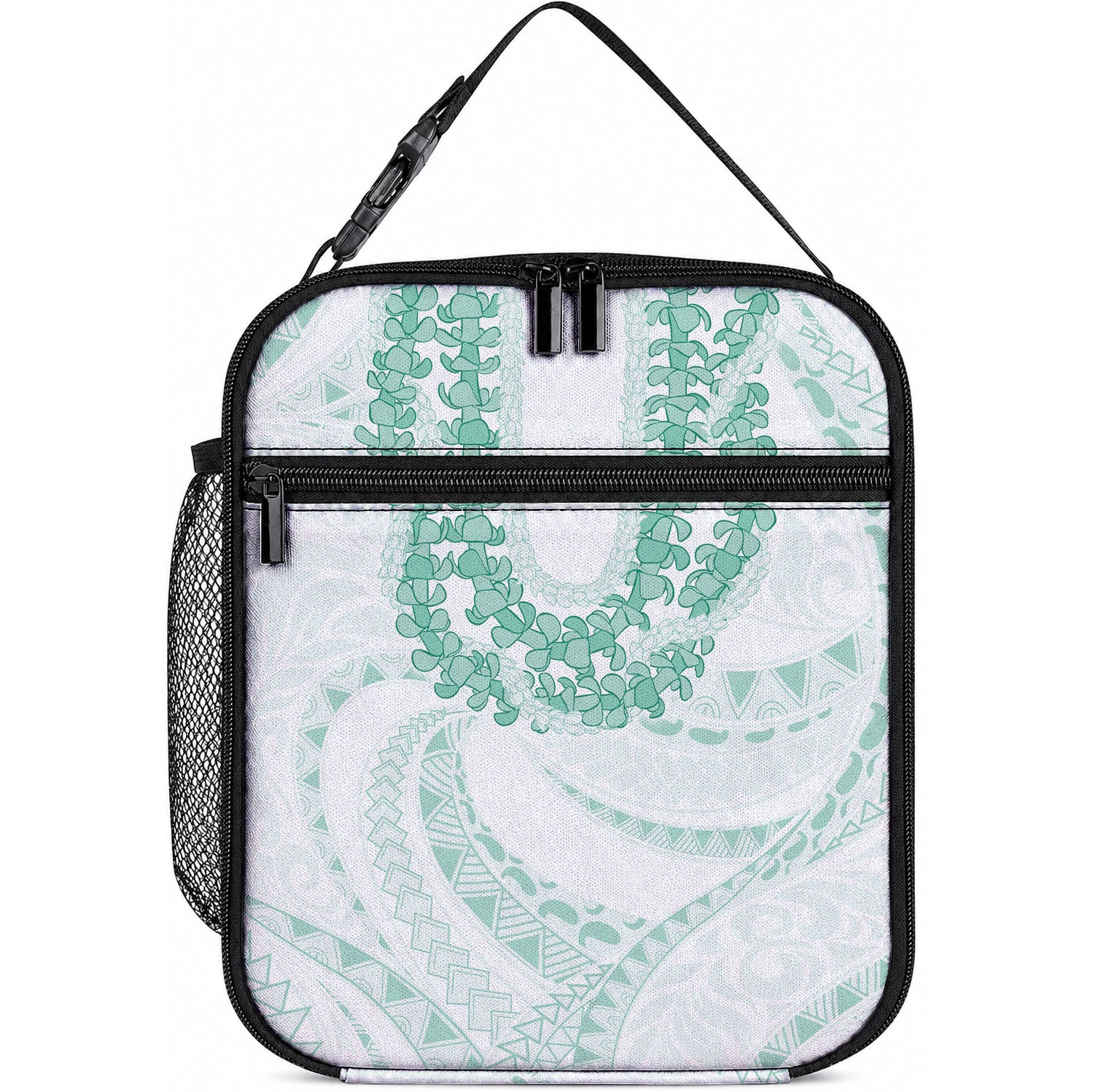 Aloha Lei Onaona Lunch Bag Sage Green Hawaiian Tribal Pattern