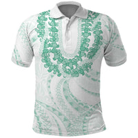 Aloha Lei Onaona Polo Shirt Sage Green Hawaiian Tribal Pattern