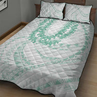 Aloha Lei Onaona Quilt Bed Set Sage Green Hawaiian Tribal Pattern