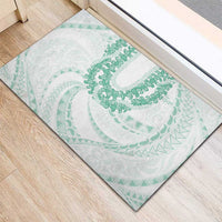 Aloha Lei Onaona Rubber Doormat Sage Green Hawaiian Tribal Pattern