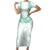Aloha Lei Onaona Short Sleeve Bodycon Dress Sage Green Hawaiian Tribal Pattern