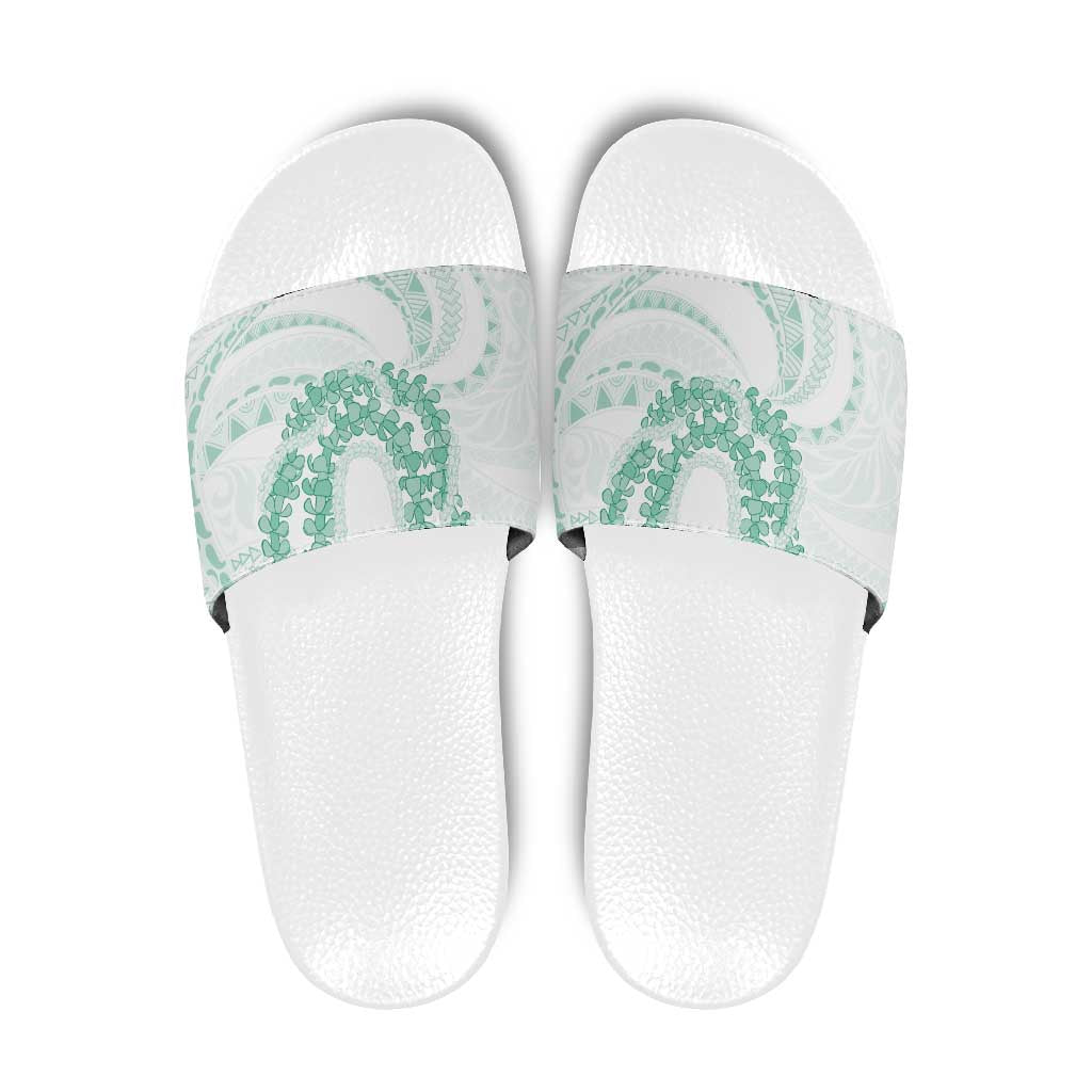 Aloha Lei Onaona Slide Sandals Sage Green Hawaiian Tribal Pattern - Polynesian Pride