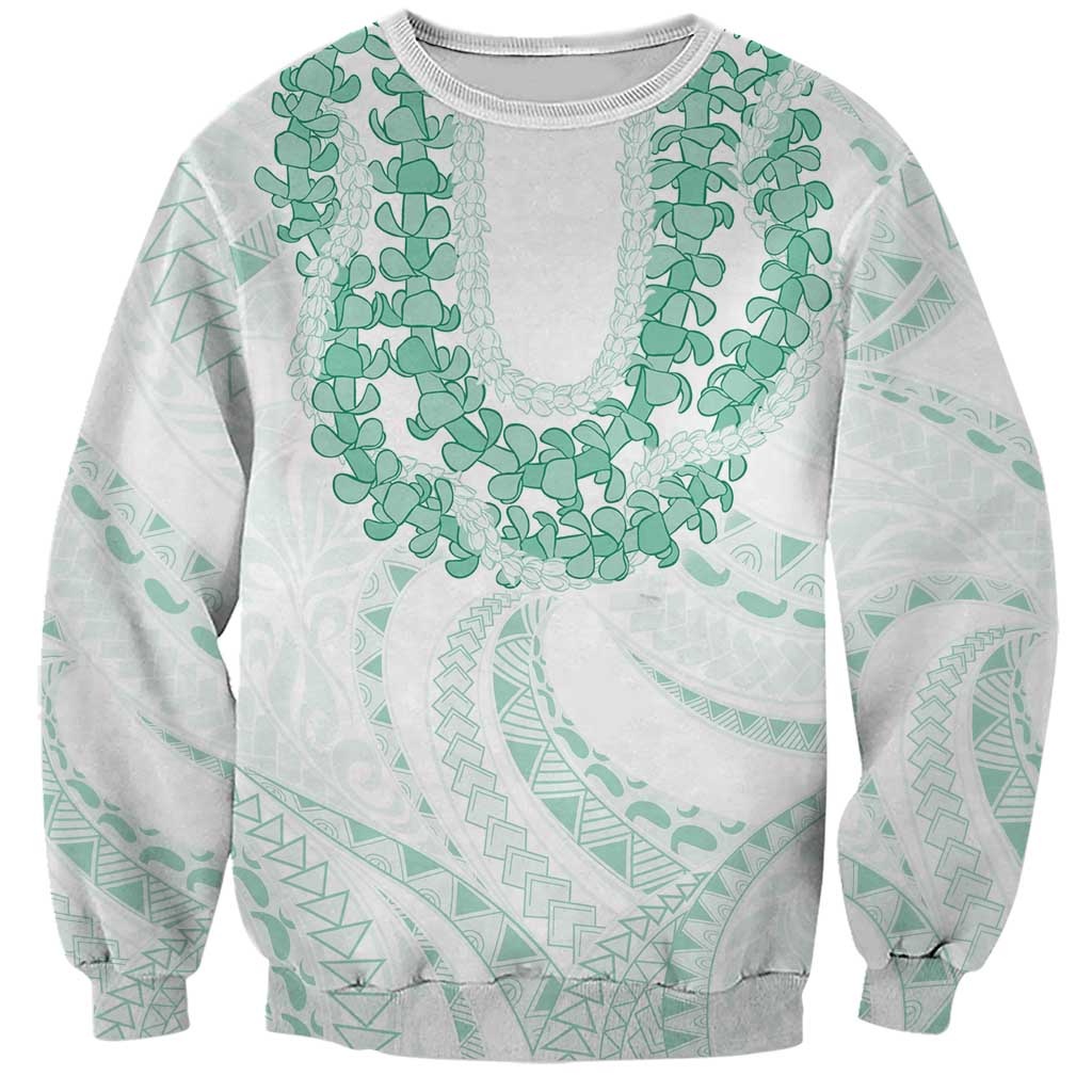 Aloha Lei Onaona Sweatshirt Sage Green Hawaiian Tribal Pattern