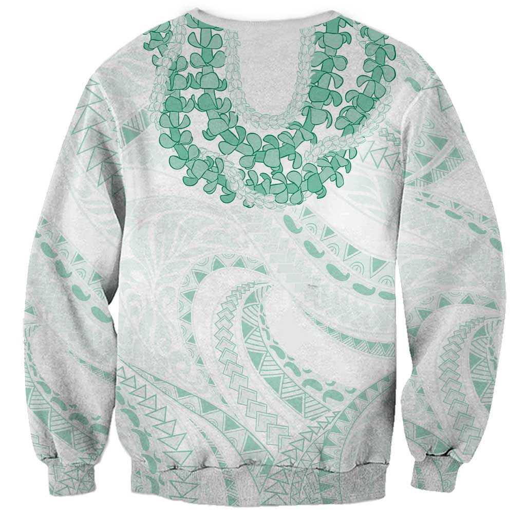Aloha Lei Onaona Sweatshirt Sage Green Hawaiian Tribal Pattern